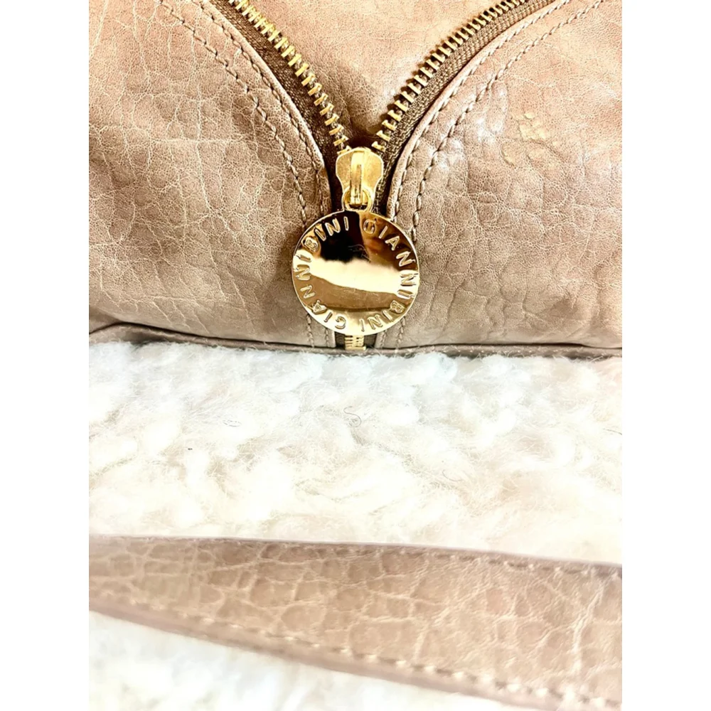 Gianni Bini Gold Brown Leather handbag with crossbody strap